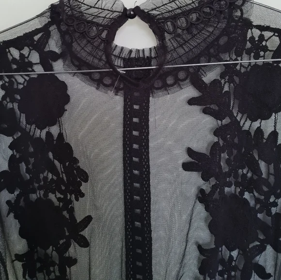 Sheer Mesh midi dress with floral detailing - Picture 4 of 4